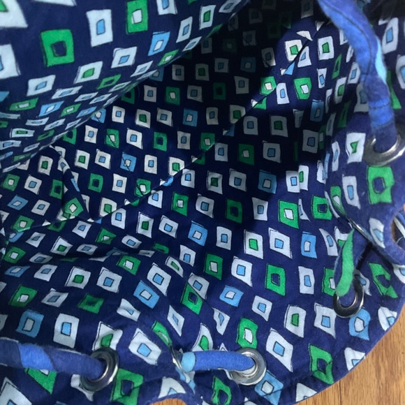 Vera Bradley Blue Quilted Cotton Cinch Sack Backpack - Picture 4 of 4